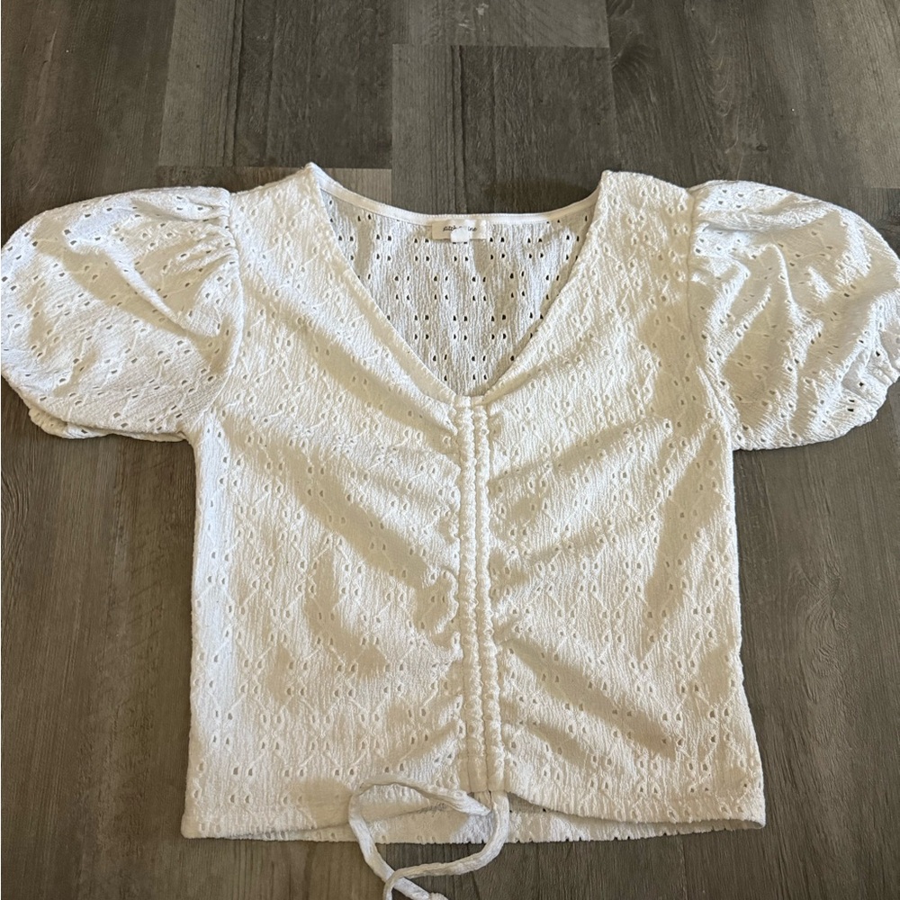 White Eyelet Puff Sleeve Top